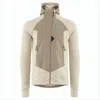 Klättermusen High-collared Zippered Jacket With Textured Fabric In Neutral