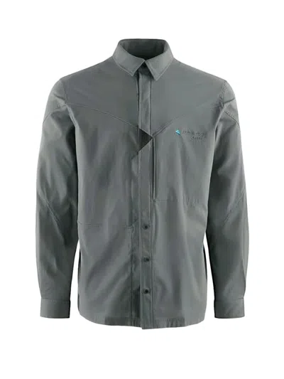 Klättermusen Long-sleeve Minimalist Shirt With Structured Collar In Gray