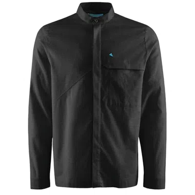 Klättermusen Minimalist Long-sleeve Shirt With Mandarin Collar In Black
