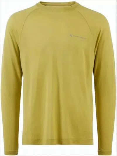 Klättermusen Minimalist Long-sleeve T-shirt With Crew Neckline And Raglan Sleeves In Green