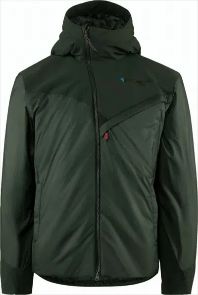 Klättermusen Padded Hooded Jacket With Modern Seam Detailing In Green
