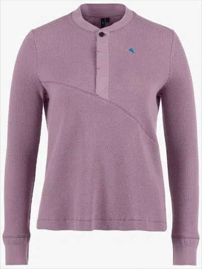 Klättermusen Ribbed Knit Long-sleeved Top With Button Placket In Purple