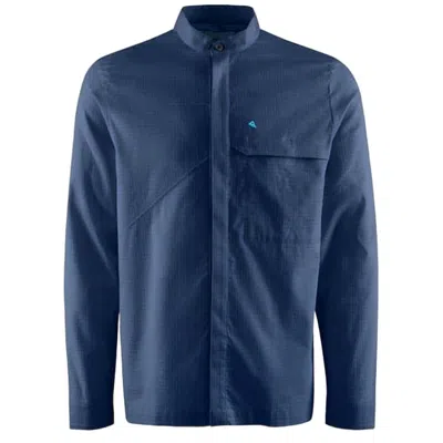 Klättermusen Structured Blue Long-sleeve Shirt With Mandarin Collar