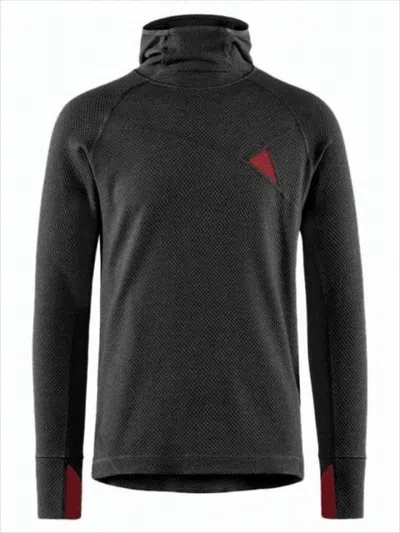 Klättermusen Textured Black Hooded Sweatshirt With Raglan Sleeves