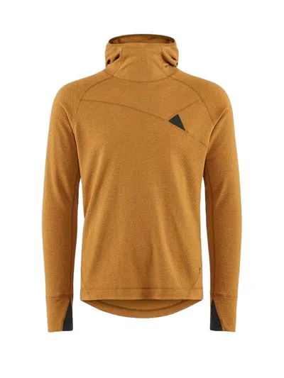 Klättermusen Textured Brown Hooded Sweatshirt With High Neck