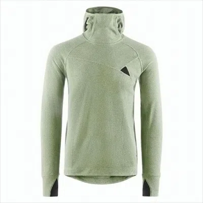 Klättermusen Textured Knit Hooded Top With Integrated High Neck In Green