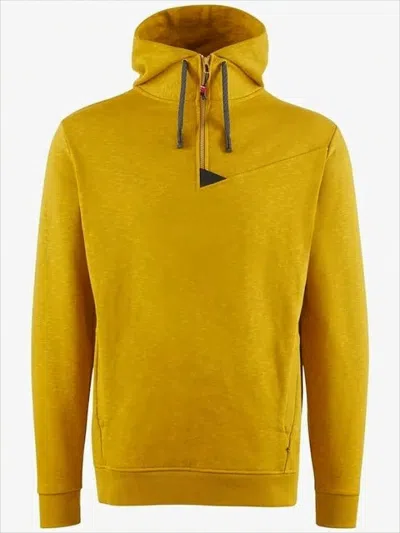 Klättermusen Zip-front Mustard Yellow Hoodie With Geometric Detail In White
