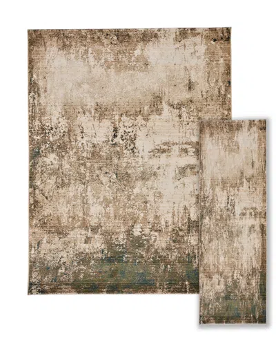Km Home Axis Abstract 2'6" X 8', 9' X 12' Area Rug Set, 2 Piece In Tan,multi