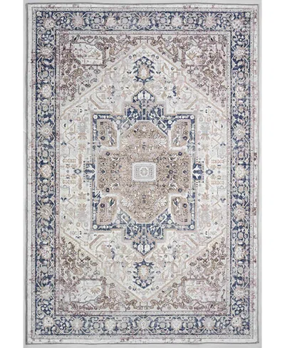 Km Home Belmont Jabari 7'6" X 9'6" Area Rug In Tan,navy