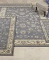 Km Home Area Rug Set, Florence Collection 4 Piece Set Isfahan In Grey,blue