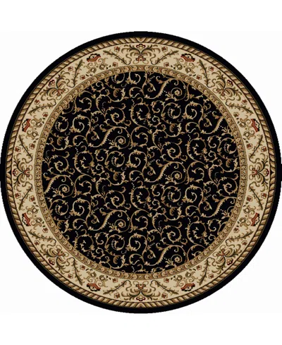 Km Home Closeout!  Pesaro 1599 5'3" X 5'3" Round Area Rug In Black