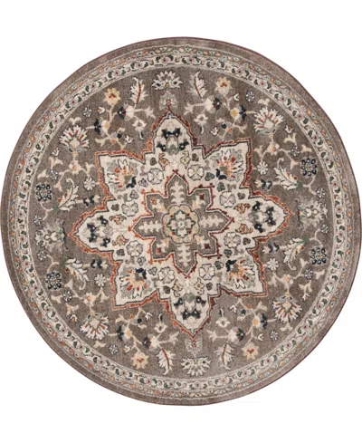 Km Home Closeout!  Poise Pse-7230 5'3" X 5'3" Round Area Rug In Coffee