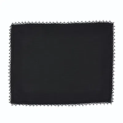 Km Home Collection Black Linen Placemats With Pearl Set Of 2