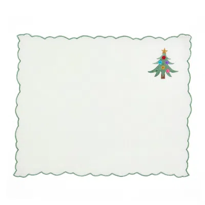 Km Home Collection Christmas Tree Embroidery Linen Placemats Set Of 2 In Multi