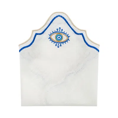 Km Home Collection Evil Eye Embroidery Linen Napkins Set Of 2 In Blue