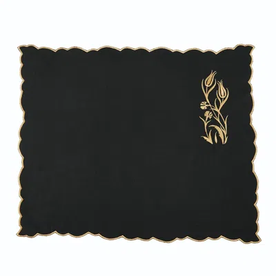 Km Home Collection Golden Tulip - Set Of 4 Linen Placemat In Multi