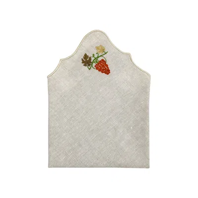 Km Home Collection Grape Embroidery Linen Napkin - Set Of 2 In Neutral