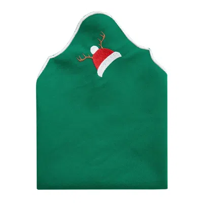 Km Home Collection Green Santa Hat Embroidery Cotton Napkins Set Of 2
