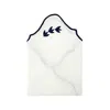 Km Home Collection Navy Leaves Embroidery Linen Napkin Set Of 2 In Blue