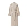 Km Home Collection Neutrals Lavender Embroidery Waffle Bathrobe