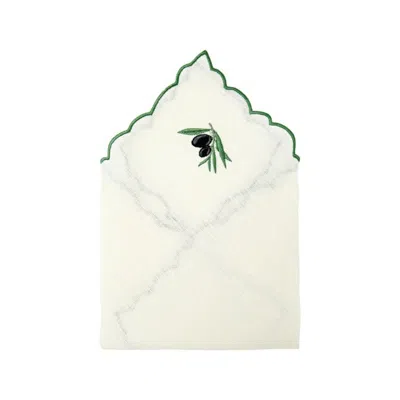 Km Home Collection Olive Embroidery Linen Napkins Set Of 2 In Green