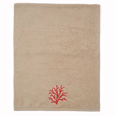 Km Home Collection Red Coral Embroidered Face Towel In Orange/red