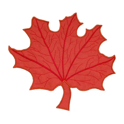 Km Home Collection Red Maple Leaf Cotton Placemats Set Of Two