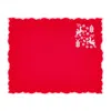 Km Home Collection Red Set Of Two Christmas Deer Embroidery Cotton Placemat In Red