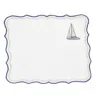 Km Home Collection Sailing Boat Embroidery Linen Placemats Set Of 2