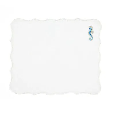 Km Home Collection Seahorse Embroidery Linen Placemats Set Of 2 In Multi