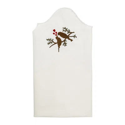 Km Home Collection Set Of 4 Lovebirds Embroidery Cotton Napkins In Multi