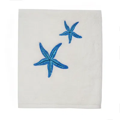 Km Home Collection Starfish Embroidered Bath Towel In White