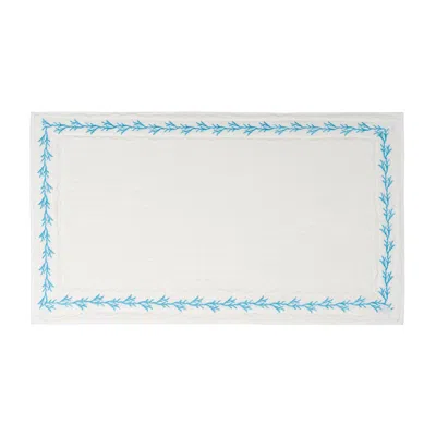 Km Home Collection Turquoise Coral Cotton Bath Mat In Blue