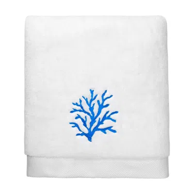 Km Home Collection Turquoise Coral Embroidery Bath Towel In Blue/orange