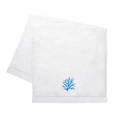 Km Home Collection Turquoise Coral Embroidery Face Towel In Blue/orange