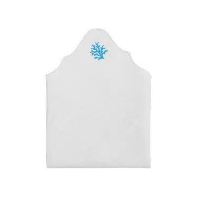 Km Home Collection Turquoise Coral Embroidery Linen Napkins Set Of 2 In Blue/orange