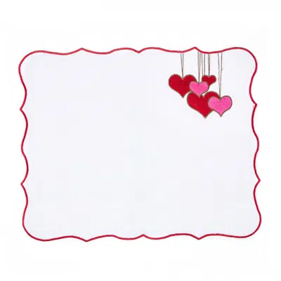 Km Home Collection Valentine - Linen Placemat Set Of 2 In Pink
