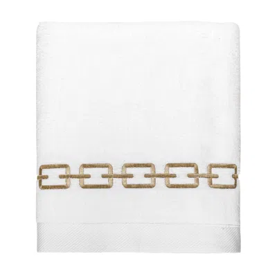 Km Home Collection White Chain Embroidery Bath Towel