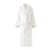 Km Home Collection White Chain Embroidery Bathrobe In White