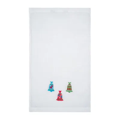 Km Home Collection White Christmas Bells Embroidery Hand Towel
