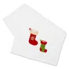 Km Home Collection White Christmas Stockings Embroidery Face Towel In White