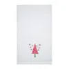 Km Home Collection White Christmas Tree Embroidery Hand Towel In White