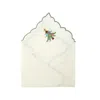 Km Home Collection White Christmas Tree Embroidery Linen Napkins Set Of 2 In White