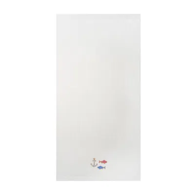 Km Home Collection White Fish Embroidery Hand Towel