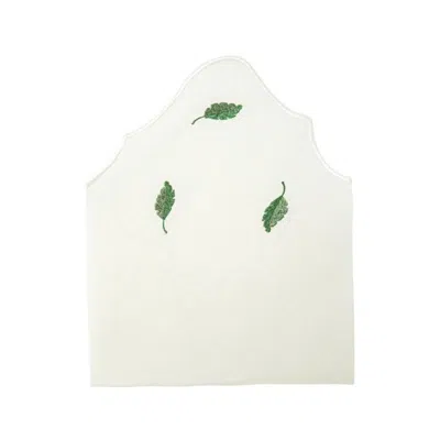Km Home Collection White Flora Embroidery Linen Napkins Set Of Two