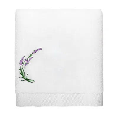 Km Home Collection White Lavender Embroidery Bath Towel In Multi