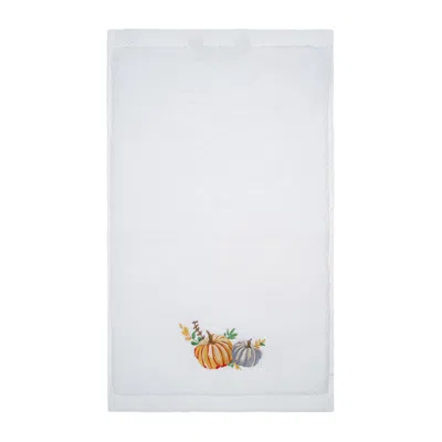 Km Home Collection White Pumpkin Embroidery Halloween Hand Towel
