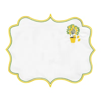 Km Home Collection White Tuscany Cotton Placemats Set Of Two In Multi