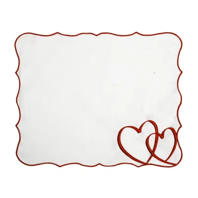 Km Home Collection White Valentine's Day Themed Cotton Placemats Set