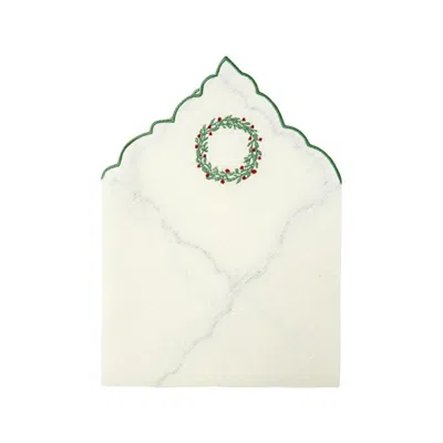 Km Home Collection Wreath Embroidery Linen Napkins Set Of 2 In Green